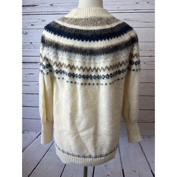 J‎ Crew Fair Isle Sweater Wool Alpaca Wool size Medium BD152 Nordic Pullover - Picture 1 of 9